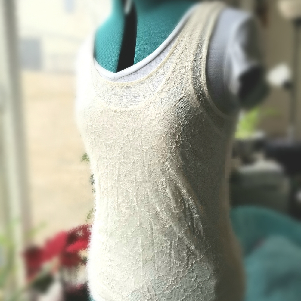 Ralph Lauren offwhite lace tank top shirt